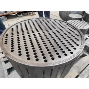 Cylindrical graphite block material for heat exchanger, dense graphite column before machining into block heat transfer unit